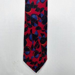 Roger Stuart Clothes Men’s Necktie 3 ¼” Handmade Silk Black Red Blue Italian